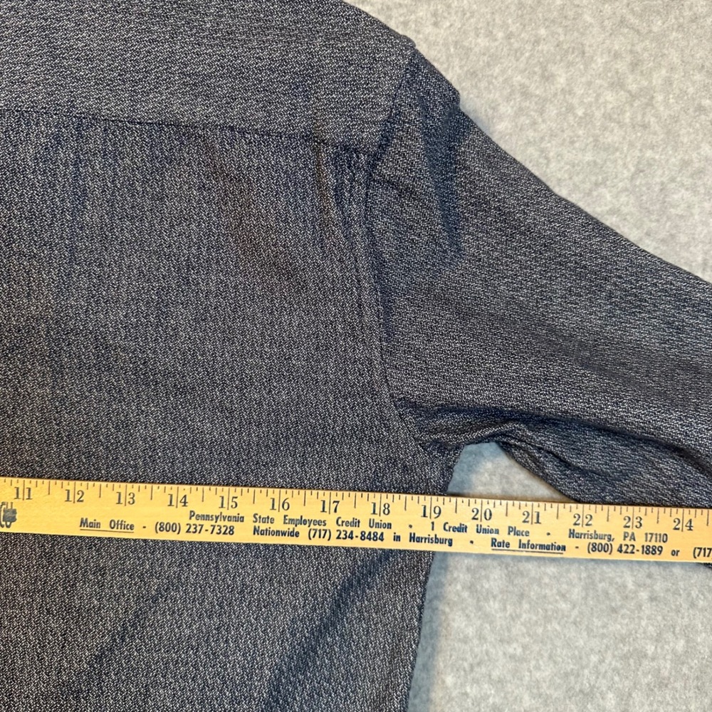 Saturdays NYC Button Down Shirt Men M Navy Blue Textured Long Sleeve Flap Pocket - Picture 5 of 8